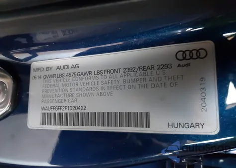 2015 Audi A3 2.0T Premium from USA, damaged, VIN WAUEFGFF2F1020422